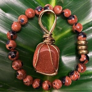 mixed sandstone crystal necklace & bracelet set